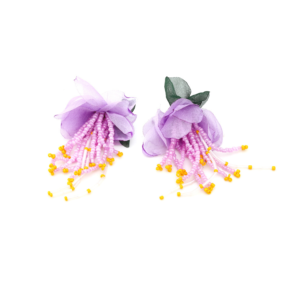 1 Pair Simple Style Flower Seed Bead Metal Patchwork Womenu0027S Drop Earrings