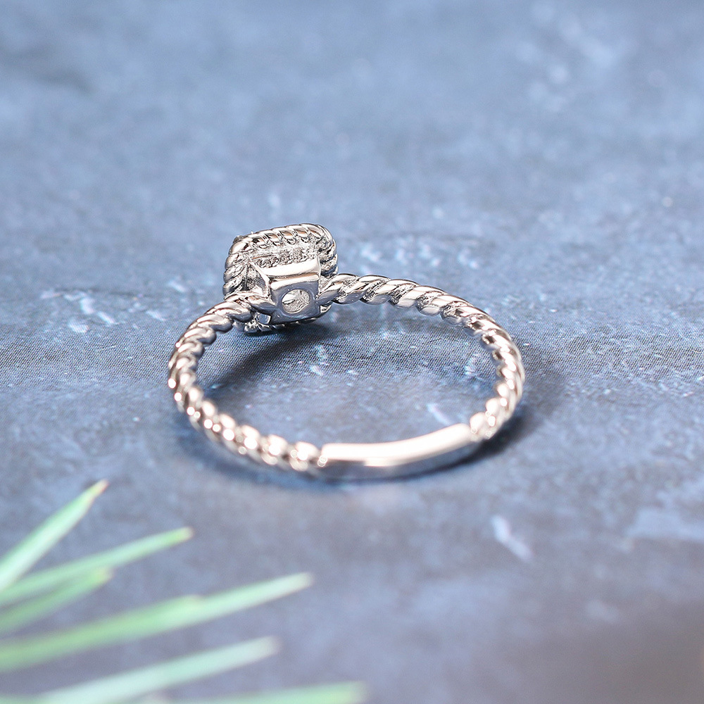 Glam Square Copper Plating Inlay Zircon Rings 1 Piece