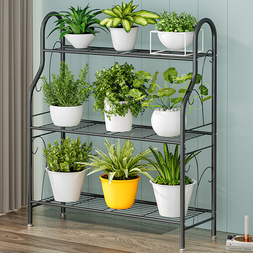 Floral Frame Iron Living Room Indoor Balcony Floor Standing Multi-layer Flower Stand Display Shelf Simple Modern Step Planter Ficus