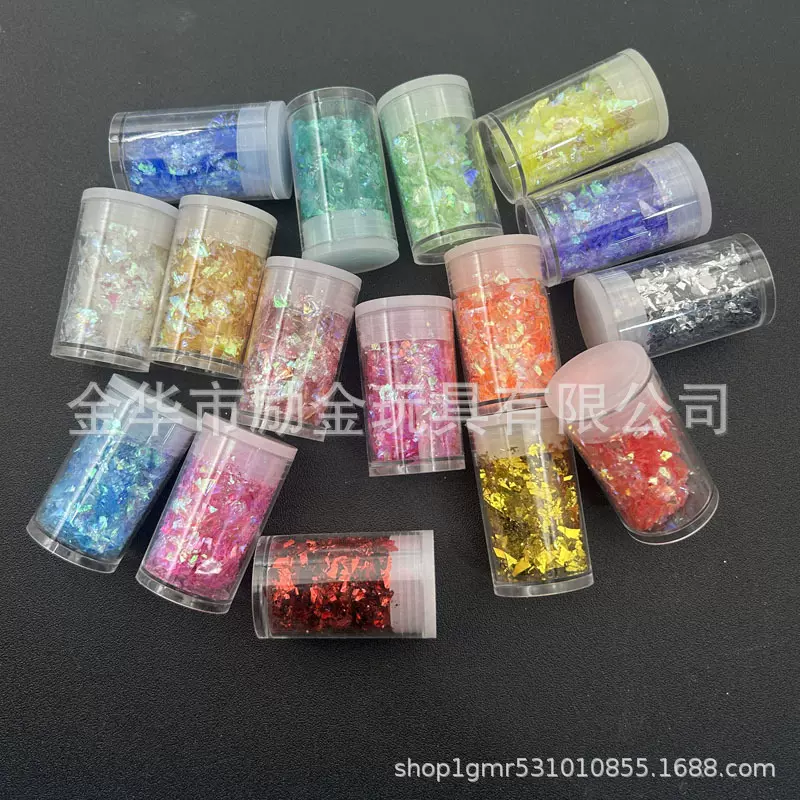 瓶装美甲片不规则糖果纸贝壳纸玻璃纸碎片diy玩具配件闪粉多色