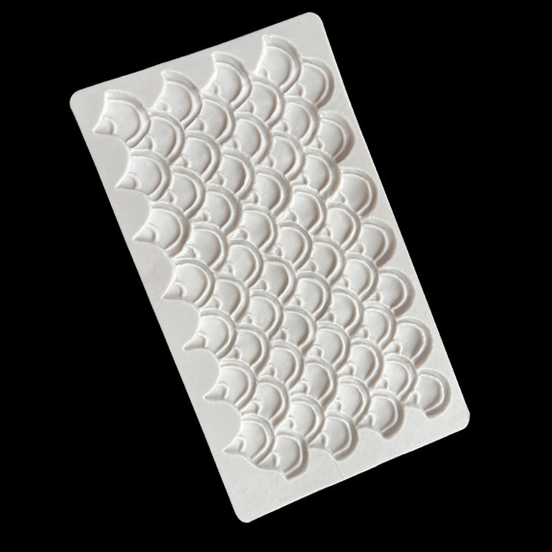 Pastel de fondant de panal de diamantes horneados de bricolaje, molde decorativo de borde de escamas de pescado, molde de silicona con textura de ondas de agua de olas del mar