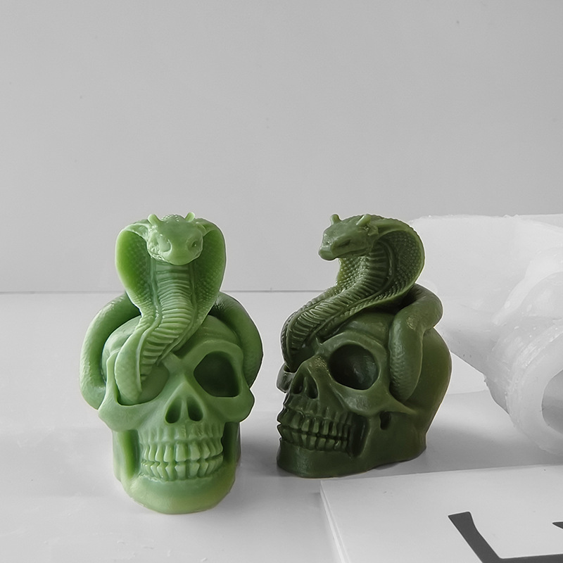 Jiahui Mei Halloween cráneo molde de velas DIY serpiente cráneo de yeso goteo de pegamento decoración doméstica abrasivo