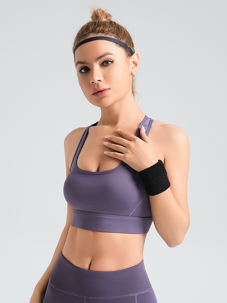 Zona transfronteriza Ropa interior deportiva con pecho de melocotón para mujer Sujetador deportivo de espalda de yoga de fitness a prueba de golpes de alta resistencia
