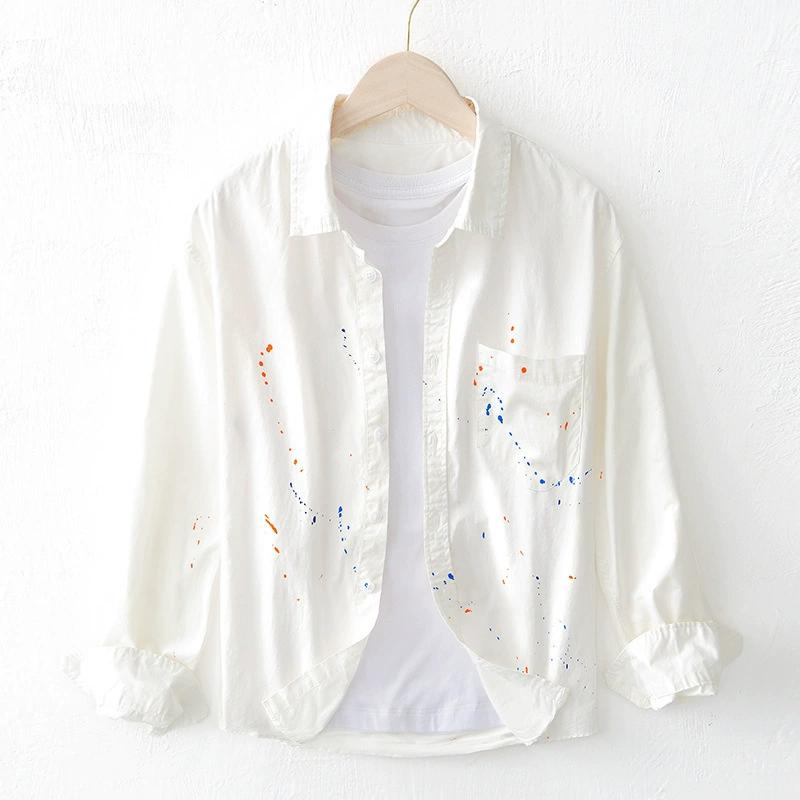 L920 Повседневная Цветочная рубашка с длинным рукавом мужская индивидуальная живопись цветная рубашка пальто мужское поколение волос