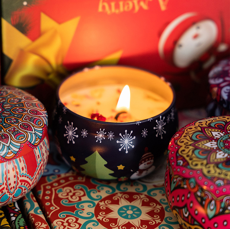 Cross-border soy wax vegetable oil 2.2oz aromatherapy Christmas gift four-piece aromatherapy candle set
