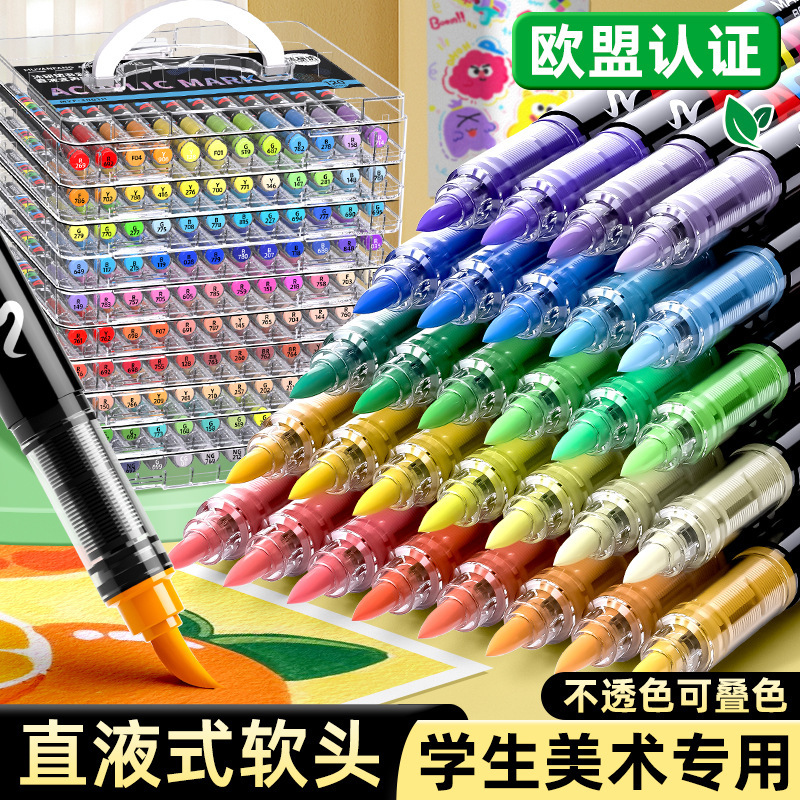 Direct Liquid Acrylic Marker Soft Tip Paint Pen Colored Pen Watercolor Pen Art-Specific Non-Bleeding Color Pen for Children