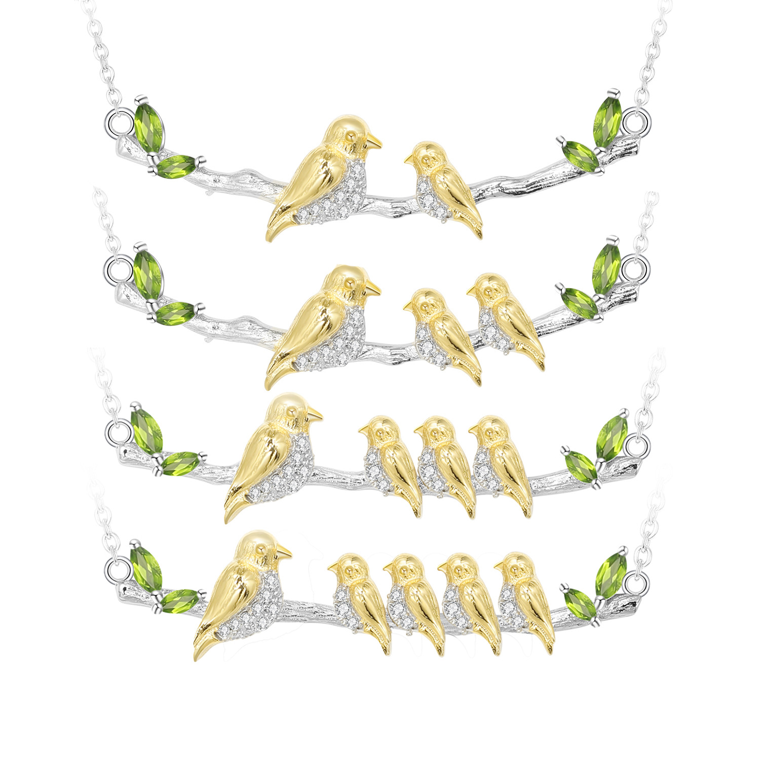 设计师款高级感吊坠 小鸟自然风设计s925银天然宝石项链吊坠|ms