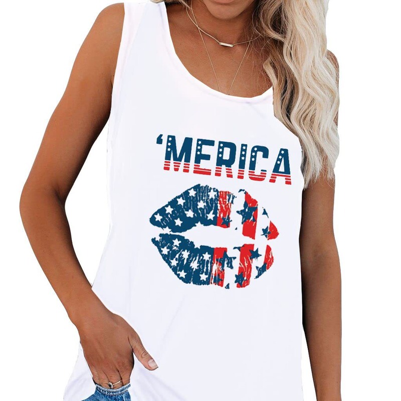 2026 European and American Style July 4Th Independence Day Shirt Patriotic Sleeveless Summer Tank Top T-Shirt