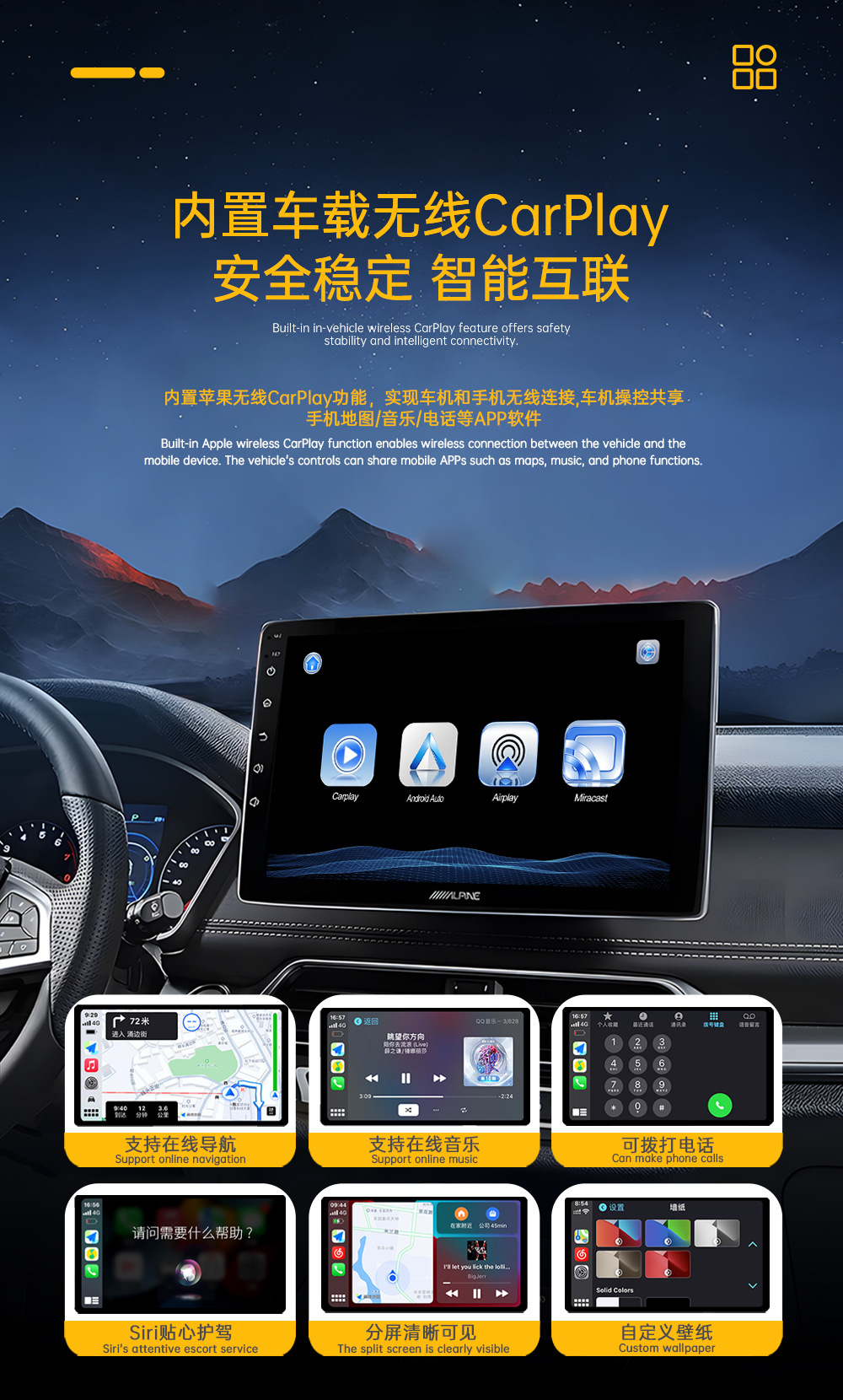 Cross-Border Car-Machine Connectivity Box Four-In-One Apple Android Screen Mirroring Reverse Control Smart Wireless Carplay Box