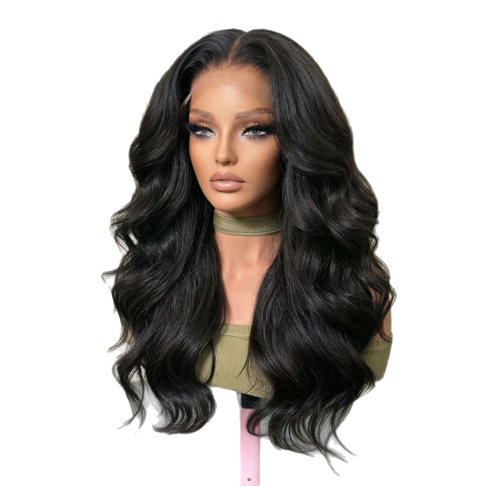 Europa y los Estados Unidos cabello real pelucca de cabello femenina cubierta de cabeza larga onda negra cabello rizado largo natural cabello real fábrica de stock