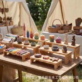 竹制纸杯蛋糕架和分层立管展示架乡村甜点桌展示套装阶梯式置物架