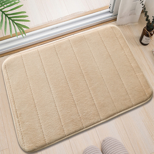 Bathroom coral velvet water-absorbent mat, non-slip foot mat, simple solid color embroidered rug, household entrance mat