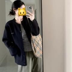 黑色针织开衫女春秋宽松慵懒风休闲百搭高级感外穿毛衣外套上衣冬