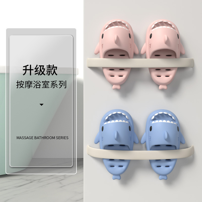 Pantuflas de baño con diseño de tiburón para adultos y parejas, antideslizantes, con drenaje de agua, modernas, divertidas, para interiores, con suela gruesa.