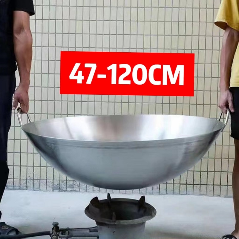 Thickened Stainless Steel 80901m 1.2m Cooking Pot, Large Kitchen Pot for Canteens, Restaurants, Rural Stoves, Wood-Fired Hot Pot