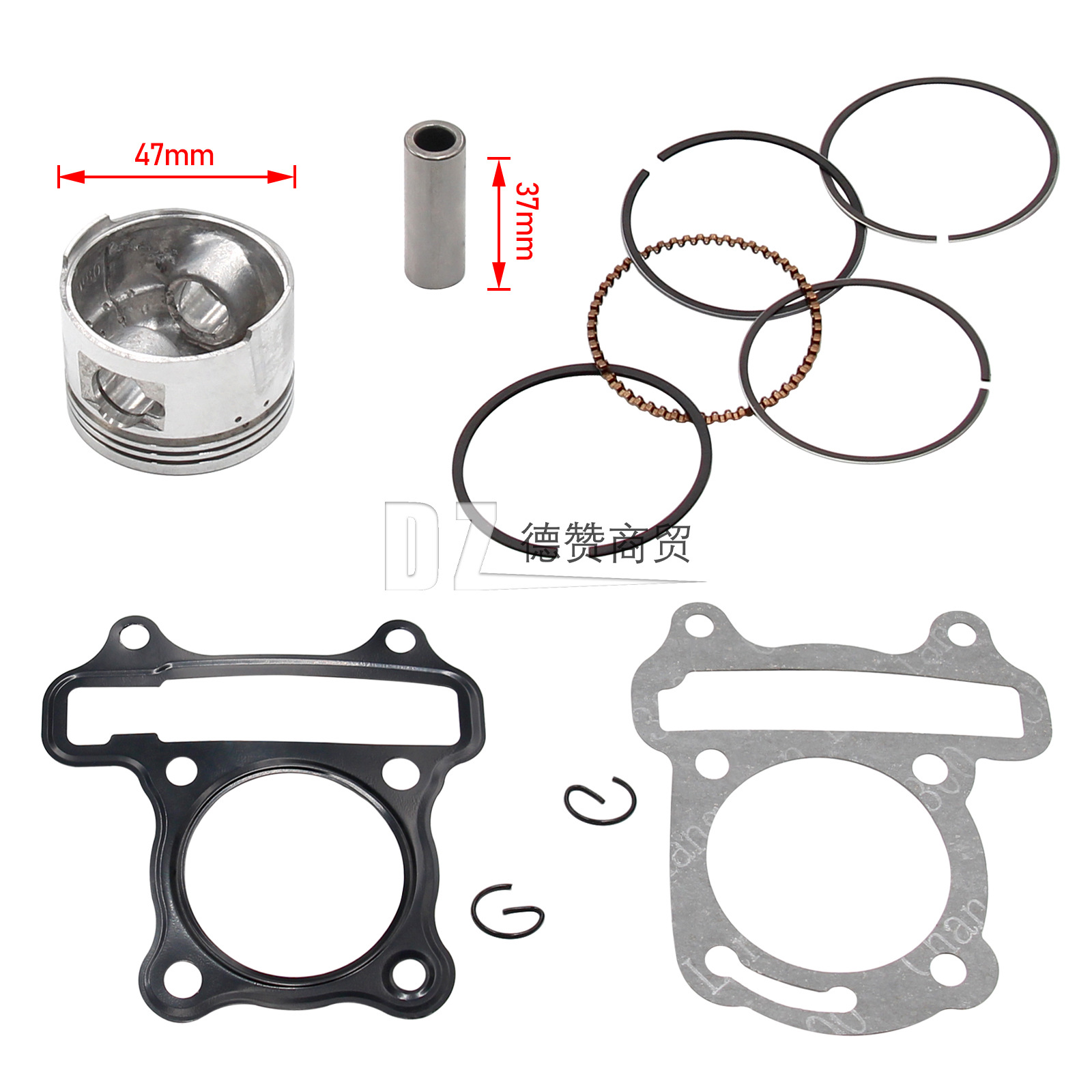 47mm Large Diameter Cylinder Kit Cylinder Head Fit GY6 80cc 139QMB ATV Go Kart