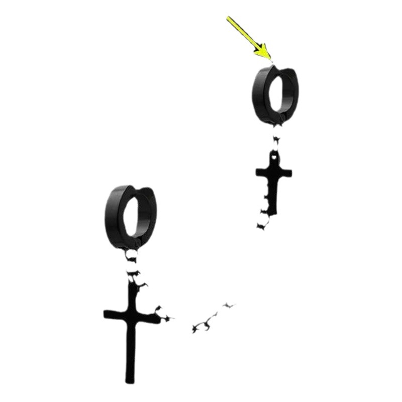 Stainless Steel Double Ear Buckle Tassel Chain Personalized Double Cross Trendy Unisex Ear Clip Earrings Wholesale in Stock