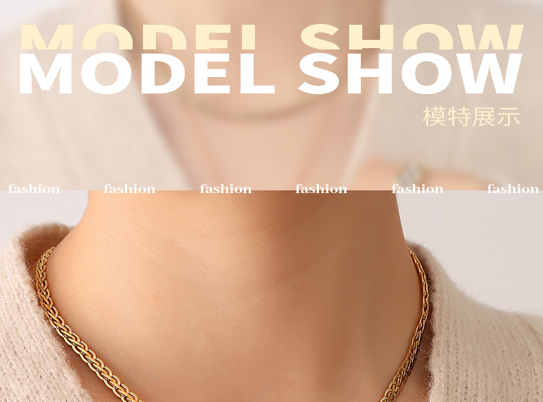 new stainless steel keel chain men and women hip-hop gold-plated necklace