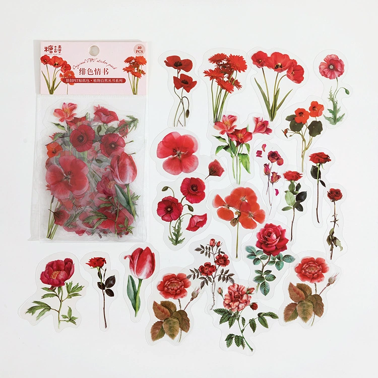 Наклейки (Tangsi) Plant Nature Series PET, набор Retro DIY для декора — 8 дизайнов
