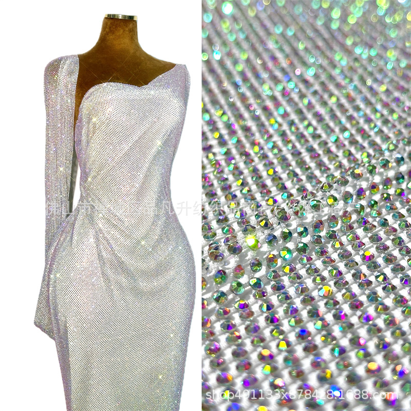 Fábrica de nuevos productos al por mayor Zhongshan 10 imitación de vidrio de diamond tela tela de vestido de baile