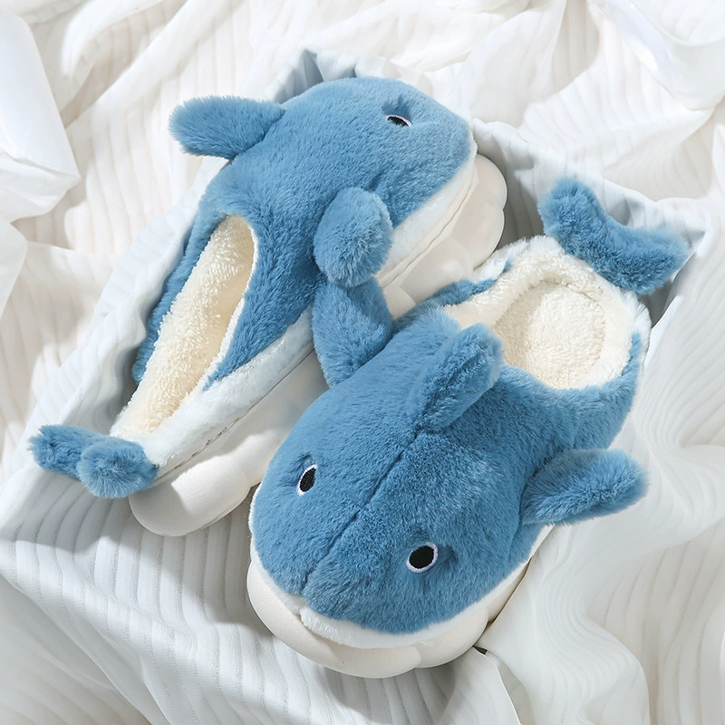 Cute Cartoon Winter Slippers, Plush Cotton Styles (whale, teddy, chubby), Sizes EU 36–47