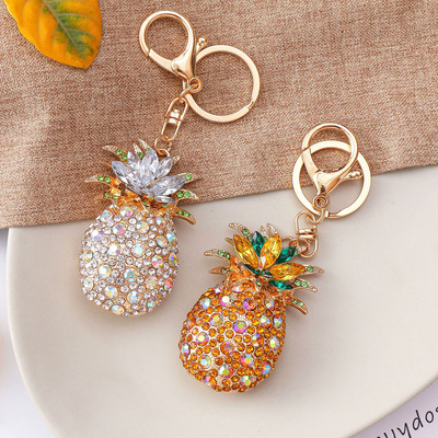 Pineapple key European and American fashion set auger pineapple small ornament gift ideas lovely metal accessories