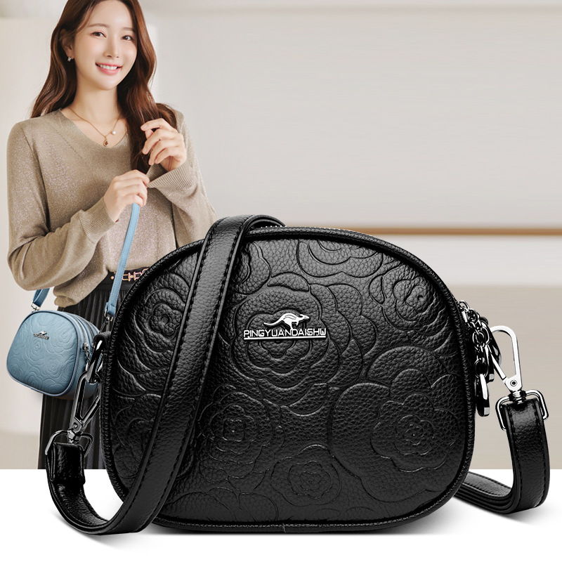 탑 레이어 Cowhide 새로운 유행 올 매치 캐주얼 소프트 가죽 중년 어머니 여성 싱글 숄더 백 간단한 크로스 바디 스퀘어 백