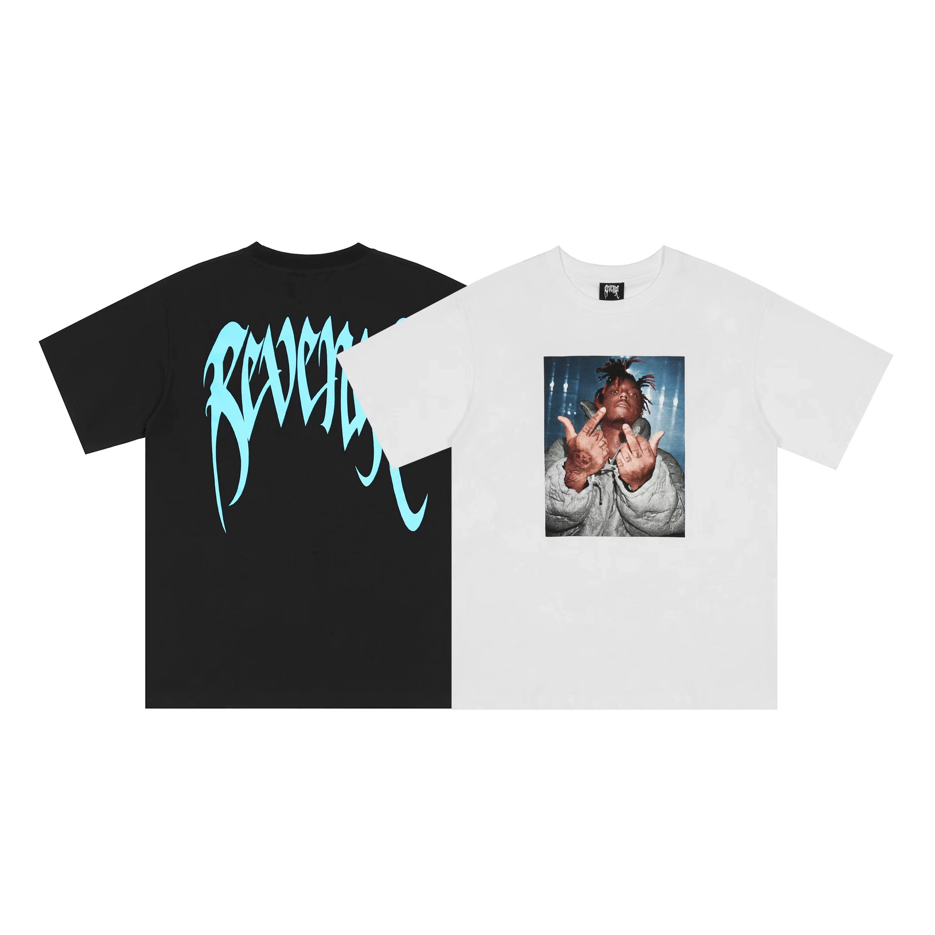 Оптовая трансграничная Европейская и американская модная марка реванш рэпер с принтом Футболка с коротким рукавом Мужская и женская уличная BF свободная с коротким рукавом