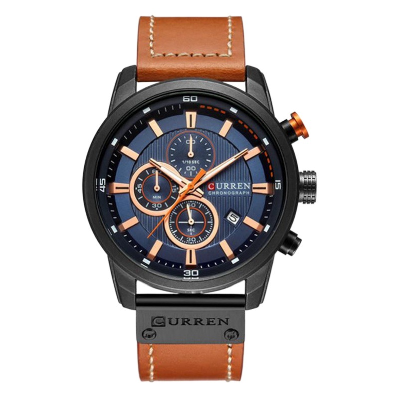 Curren Carian 8291 hombres reloj cinturón calendario negocios seis pines pequeño dial multifuncional reloj impermeable