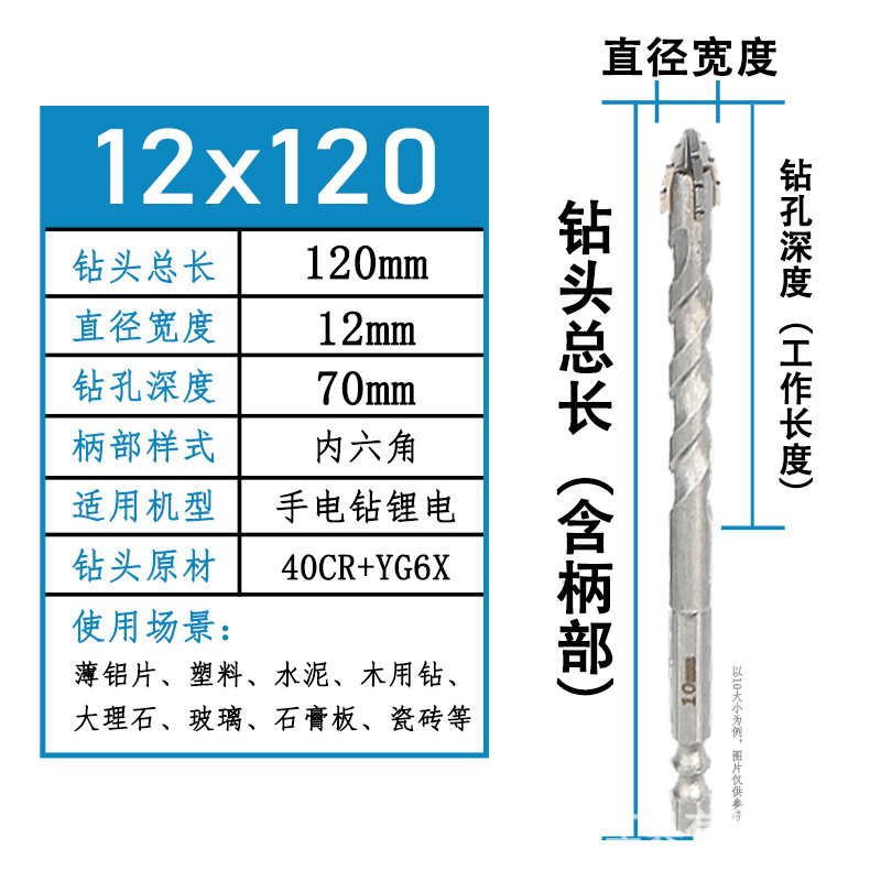 【杰盛优品】四刃锯齿合金偏心钻头十字瓷砖玻璃高硬度钻孔水泥好|undefined