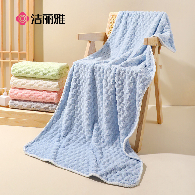 Jieliya bath towel cloud grid cat-style super soft instant suction household thickened wrap towel 140 * 70cm