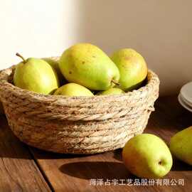 草编收纳筐家用桌面装饰水果蔬菜收纳筐果园采摘水果篮藤编零食篮