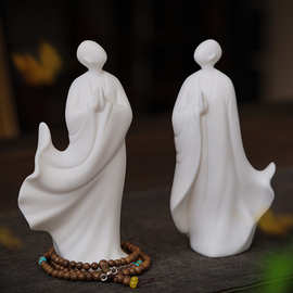 新中式禅意无相佛德化白瓷摆件创意家居茶室茶桌茶道茶周边装饰品