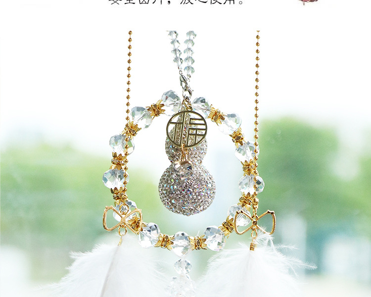 2026 New Model Diamond-Encrusted Gourd Car Hanging Ornament, High-End Light Luxury, Safe Journey Car Rearview Mirror Pendant for Women