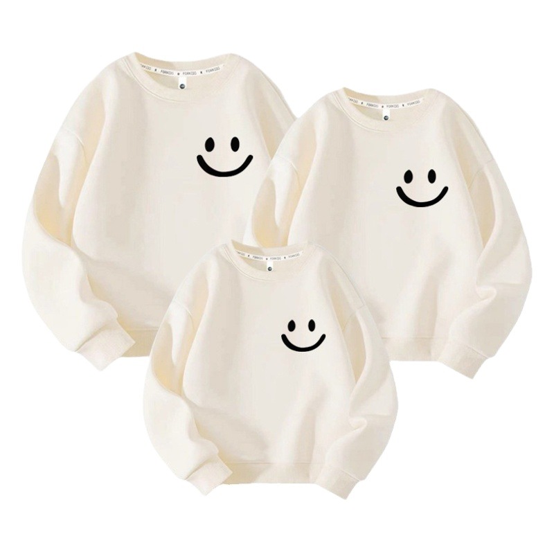 Primavera y otoño simple cara sonriente suéter rojo para estudiantes de primaria y secundaria kindergarten actividad padre-hijo rendimiento ropa de clase ropa de Año Nuevo