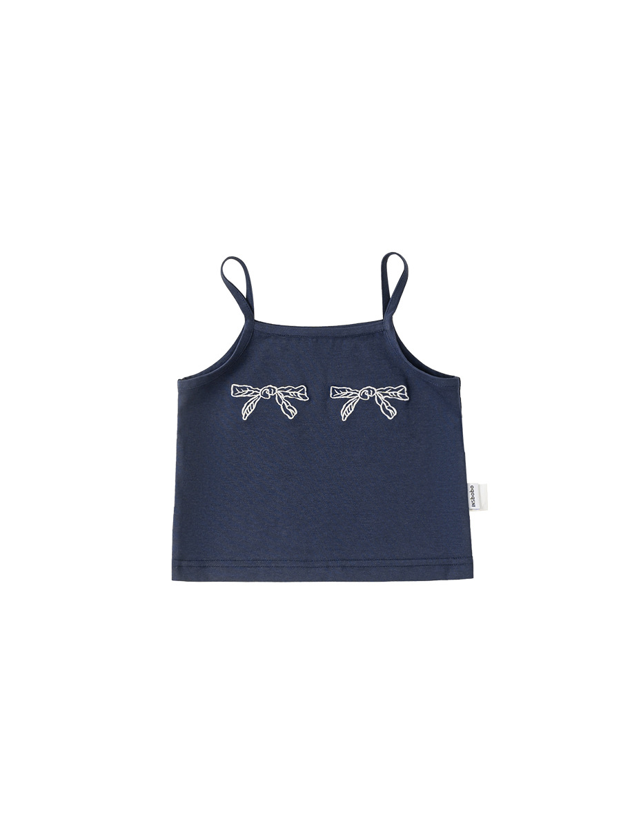 Youbao ropa para niños estilo de verano nuevo producto chaleco para niños con blusa de bordado de lazo coreano para niñas sin mangas