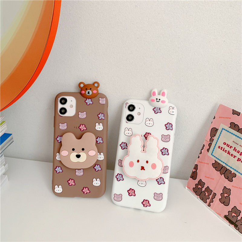 Cute Cartoon Bear & Rabbit Protective Phone Case For Apple Iphone_voghion.com