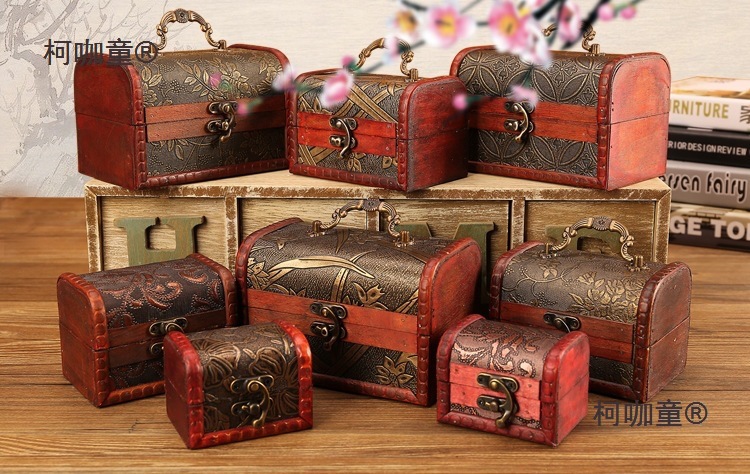 欧式古风复古迷你木盒手饰收纳盒饰品礼物盒木质首饰盒包装麦太保