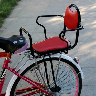 Electric bicycle child seat, rear-mounted, for Child seat shed - red-seat-n-shaped-armrests-default-item