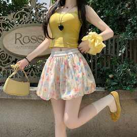2025夏季碎花花苞裤女短裤夏季薄新款高腰显瘦小个子彩色休闲裙裤
