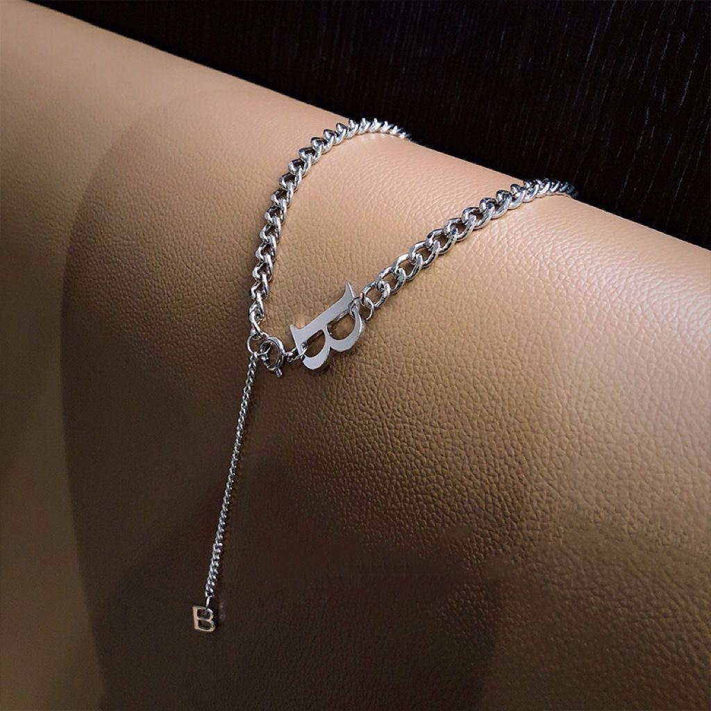 Double B Letter Necklace Minimalist Gold Chain For Men And Women_voghion.com