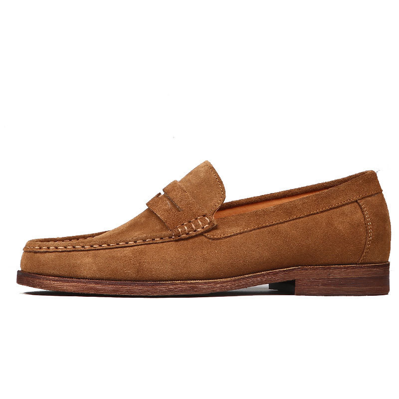 Cowhide Loafers Men's Genuine Leather Pea Shoes Slip-on Anti-Velvet Fool New Casual Men's Leather Shoes Frosted Men's Shoes