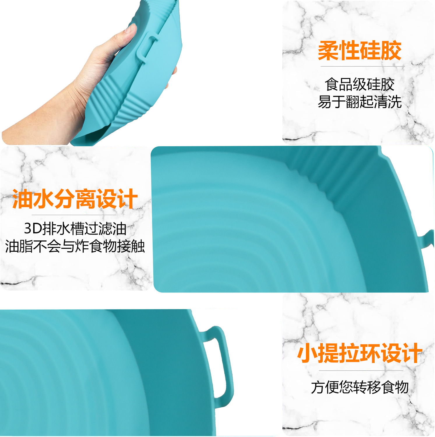 Bandeja de almohadilla de olla de freidora de aire de silicona transfronteriza bandeja de horno plegable freidora multifuncional almohadilla resistente al calor de alta temperatura