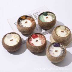 ココナッツの殻のろうそくの香薫のろうそくの水晶の石のろうそくの乾いた花のろうそくの大豆のワックスのココナッツのワックスの木の芯の対外貿易の卸売り