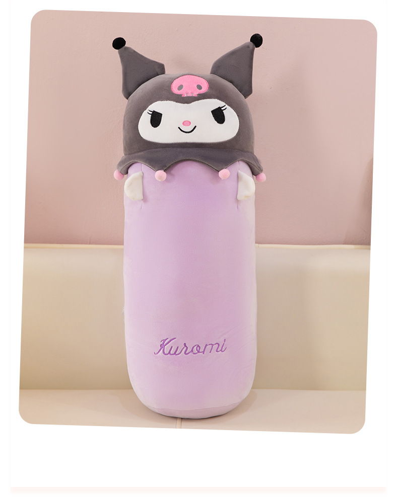 Cartoon Kuromi plush pillow, My Melody long plush toy, Sanrio sleeping companion, girl's gift