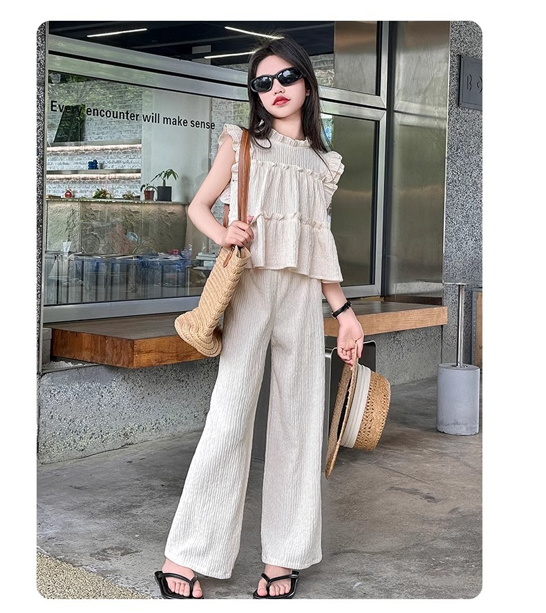 Completo bimba top senza maniche e pantaloni gamba larga_voghion.com