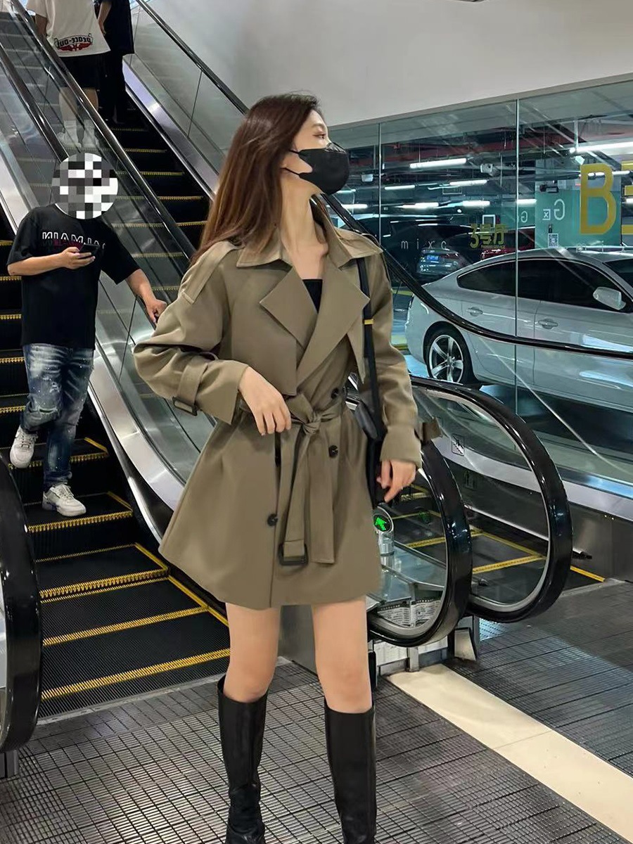 风衣外套女2023春秋季新款小个子韩版中长款洋气时尚流行大衣休闲
