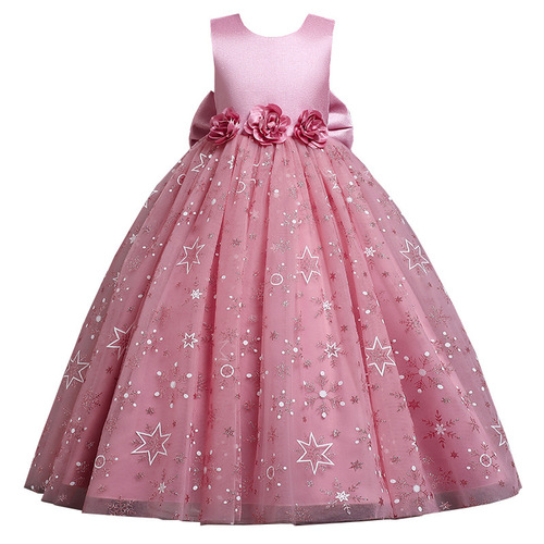 Luxury Puffy Tulle Gowns for European and American Children: Mid-to-Large Girls' Wedding Dresses, Banquet Princess Skirts, and Evening Gowns for Piano Performances