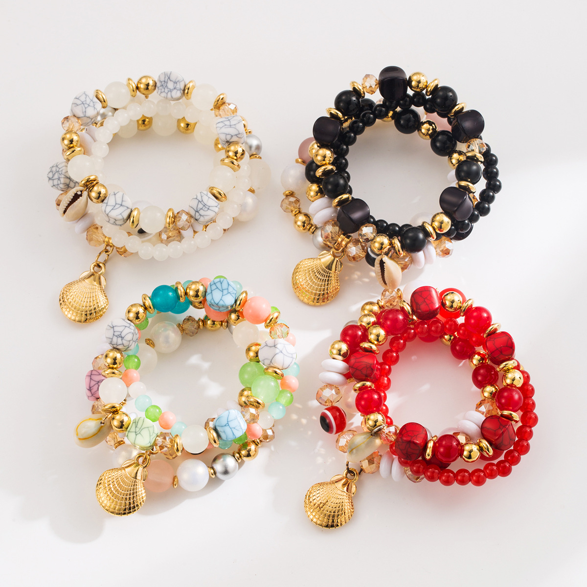 60g Weight Alloy Pendant Material Bracelets Classification Beaded Chain Material Beaded Chain Chain Type 1 Set Quantity Holiday, Daily Occasion Beaded, Alloy, Shell Material Geometric Pattern All Seasons Season Women's Gender Vacation Style Vacation Geometric Beaded Alloy Shell Beaded Chain Beaded Bracelets Wholesale 5