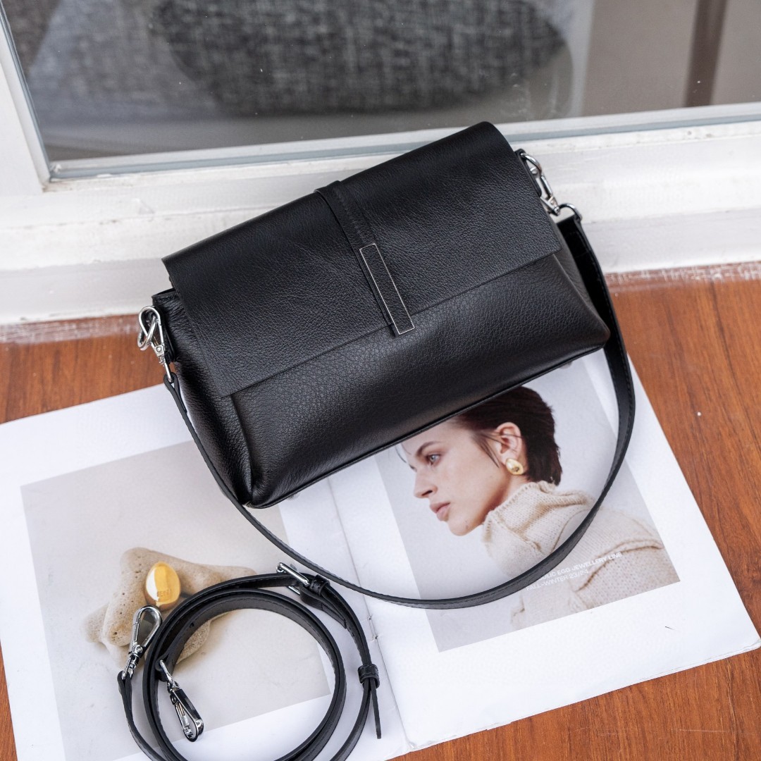 Top Grain Cowhide Leather Women's Shoulder Bag - Minimalist Flap Underarm Bag For Commuting And Shopping, Soft Genuine Leather - Thumbnail 3